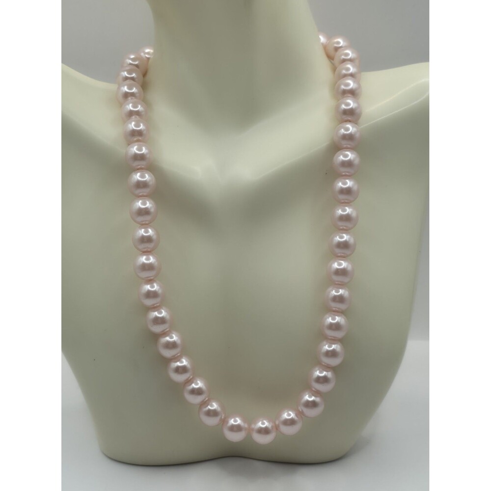 Soft Pink Strech Faux Pearl Choker Necklace 16"